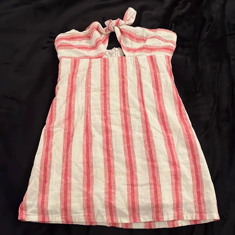 Forever 21 Pink and white striped tie strapless dress